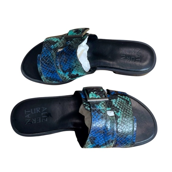Naturalizer FARYN Leather Sandals, Women's Size 4.5, Snake Print Blue - Picture 5 of 9